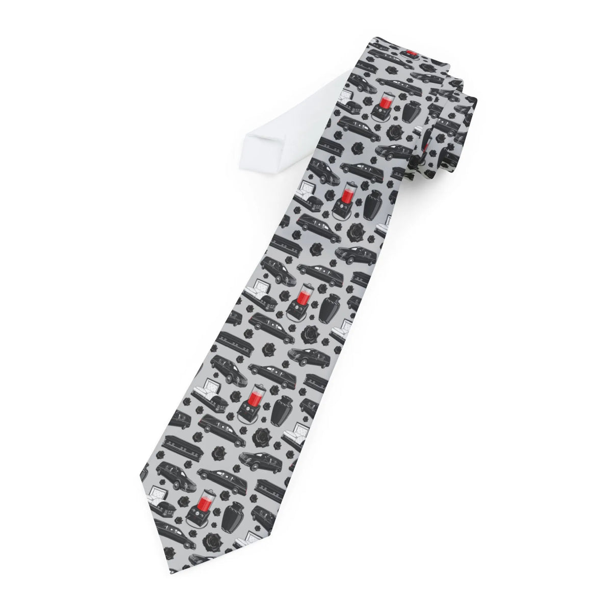 FUNeral Blackout on Light Grey - Necktie - Accessories,cadillac,coach,funeral,funeral director,hearse,mortician,Other Accessories