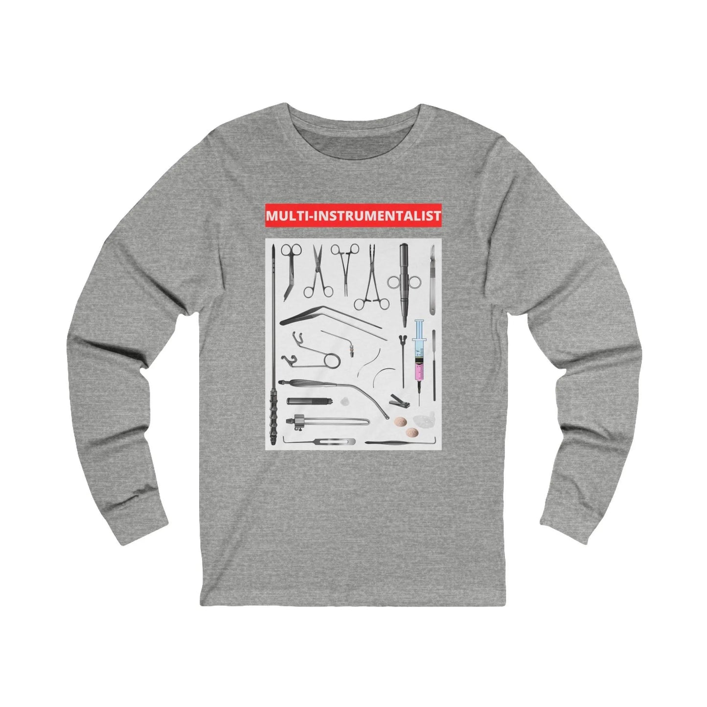 Multi-Instrumentalist Long Sleeve Tee - Crew neck, DTG, embalmer, funeral director, Long Sleeves, Men's Clothing, mortician, Regular fit, Seasonal Picks, Unisex, Women's Clothing Long-sleeve