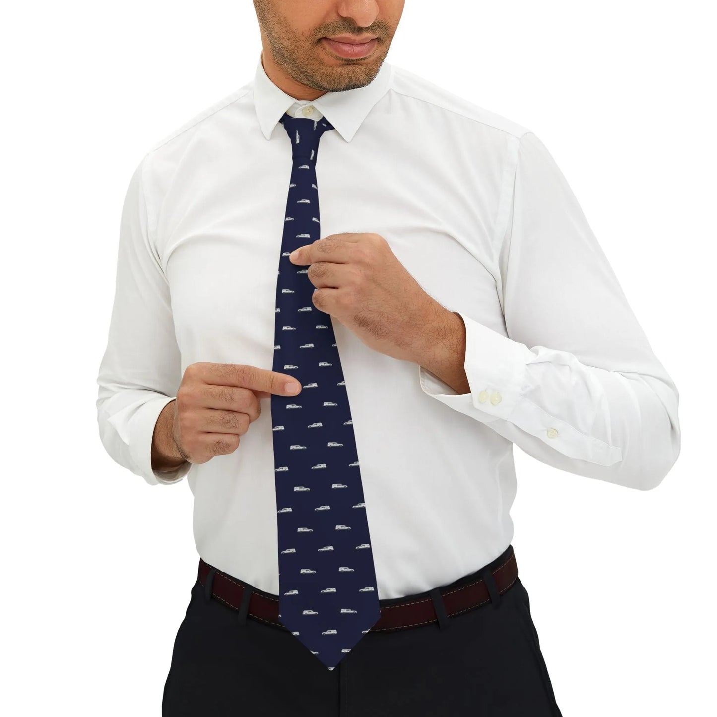 White Hearse on Dark Navy - Necktie - Accessories,cadillac,coach,funeral,funeral director,hearse,mortician,Other Accessories