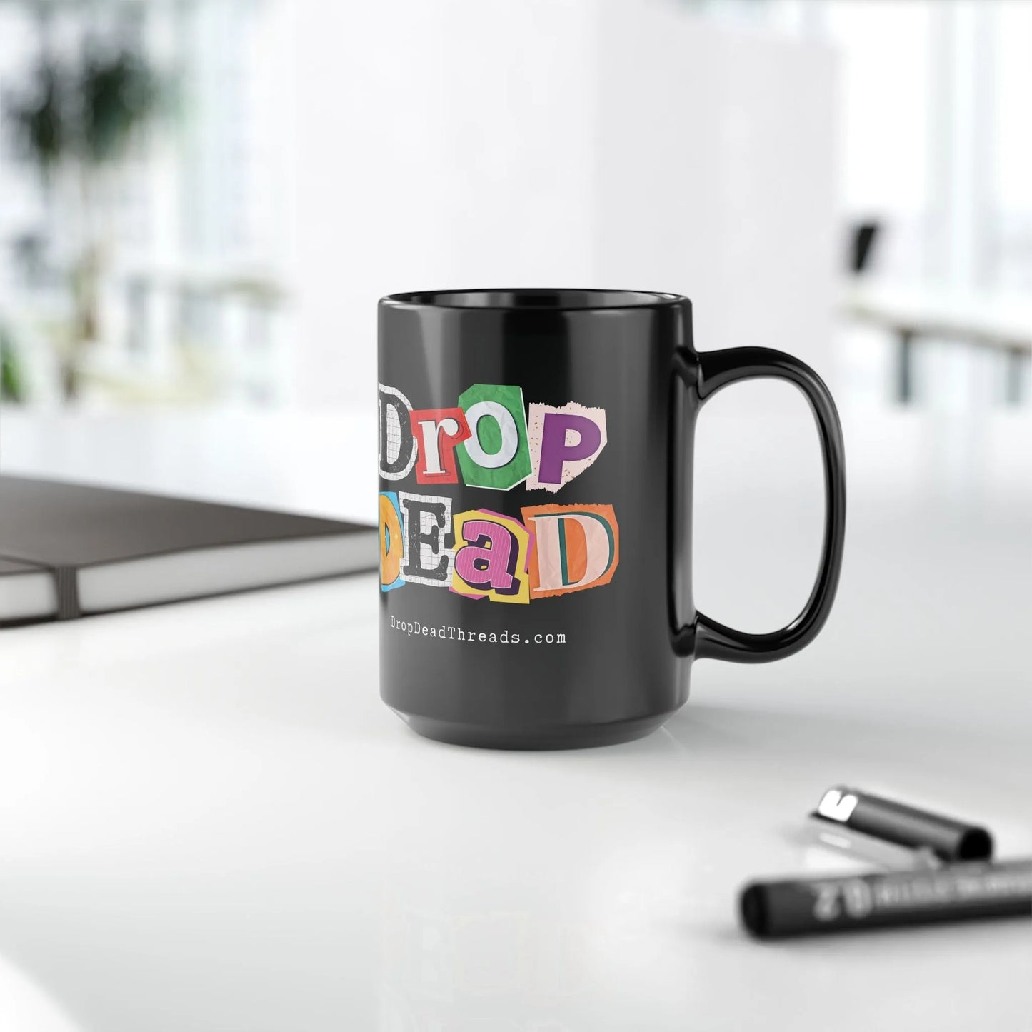Drop Dead - 15oz Coffee Mug - 15 oz,Ceramic,Drink,Drinks,embalmer,funeral director,funny,goth,humor,meme,morbid,mortician,mortuary science,Mugs Mug
