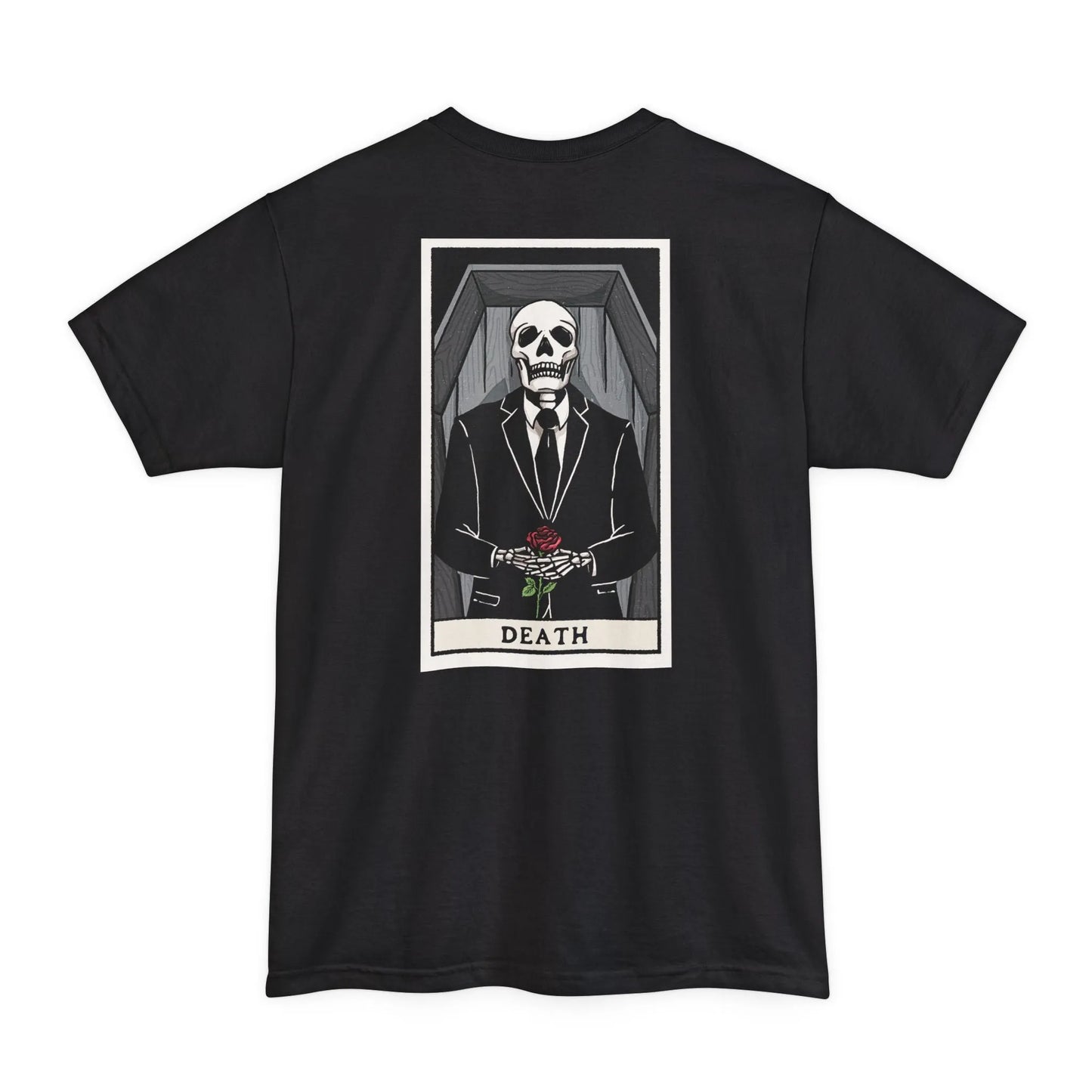 BIG & TALL "Death" Tarot Card - Tee - coffin,embalmer,funeral director,Long body,mortician,skeleton,skull,Tall,tarot T-Shirt
