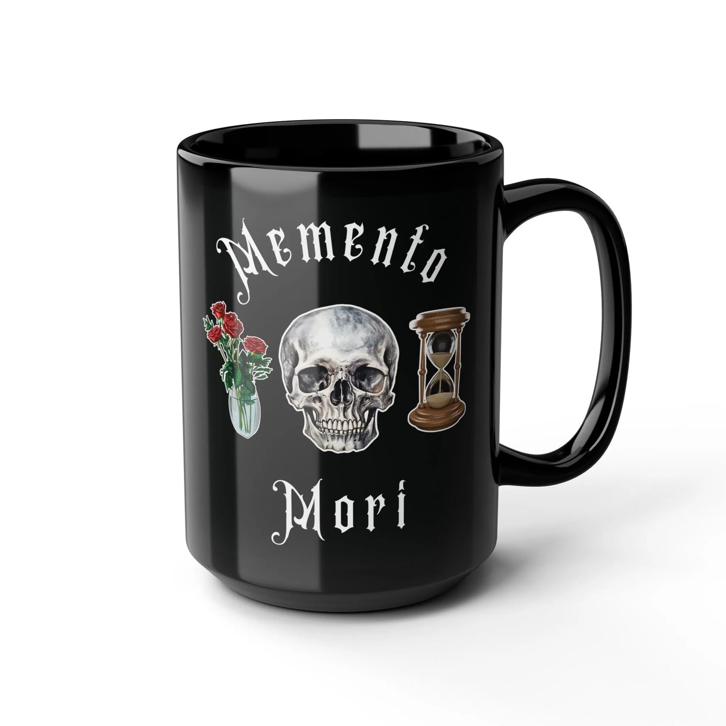 Memento Mori - 15oz Coffee Mug - 15 oz,Ceramic,Drink,Drinks,embalmer,funeral director,funny,goth,meme,morbid,mortician,mortuary science,Mugs,skeleton,skull Mug