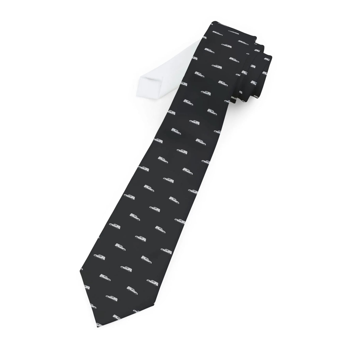 White Hearse on Black - Necktie - Accessories,cadillac,coach,funeral,funeral director,hearse,mortician,Other Accessories