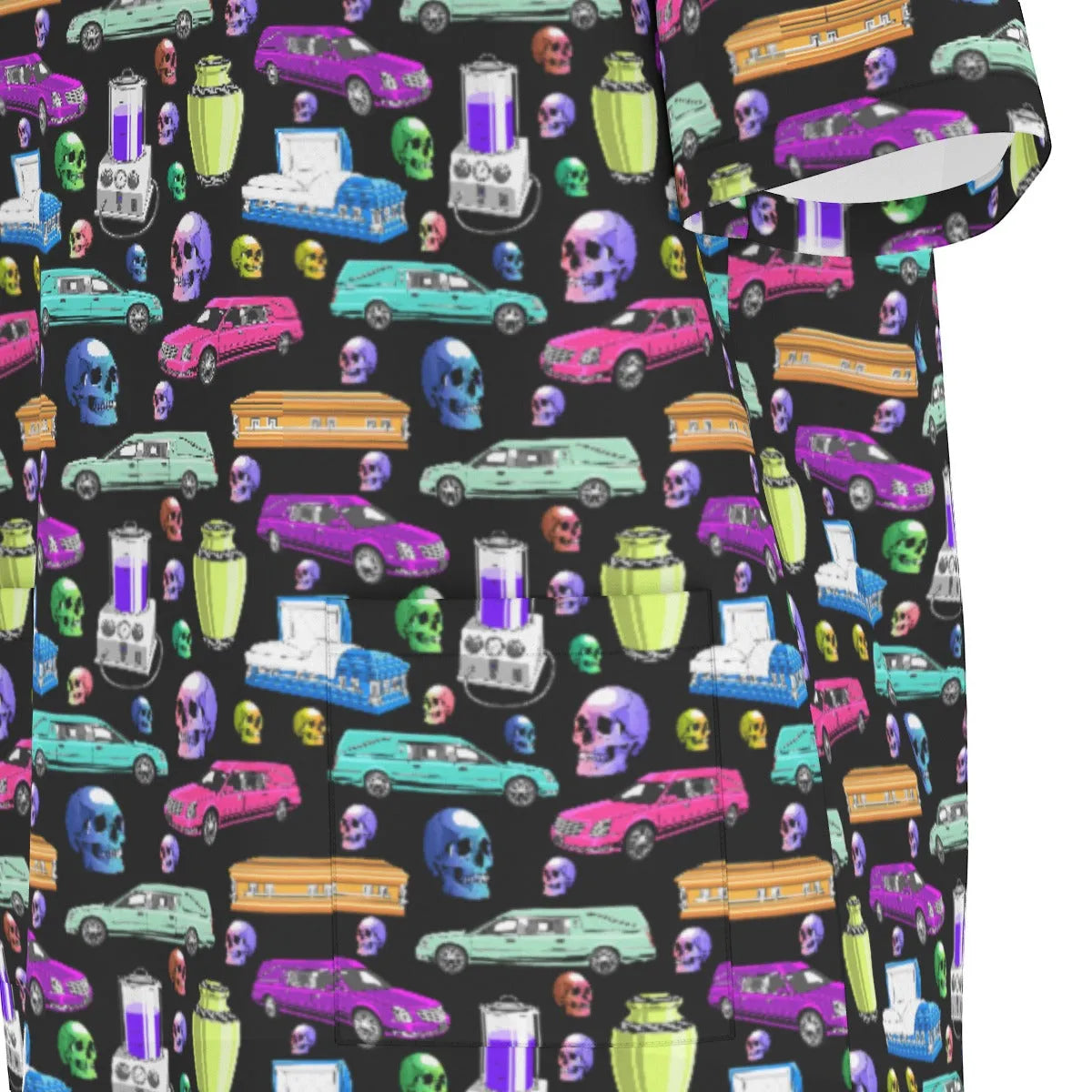 Death of the Party - Embalmer's Scrubs - embalmer,embalming machine,funeral director,Hearse,mortician,mortuary science,skull,skulls,Urn scrubs