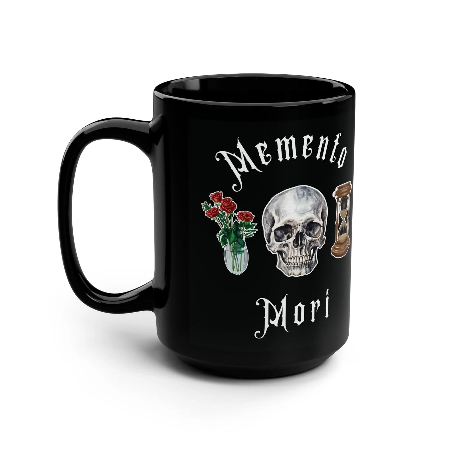 Memento Mori - 15oz Coffee Mug - 15 oz,Ceramic,Drink,Drinks,embalmer,funeral director,funny,goth,meme,morbid,mortician,mortuary science,Mugs,skeleton,skull Mug
