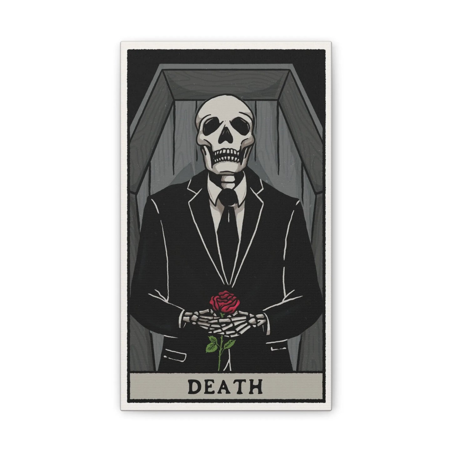 "Death" Tarot Card Canvas Art | Dark Humor Wall Decor | Unique Gothic Home Accent - Alternative Artwork,Dark Humor Print,Death Themed Gift,Eerie Art Piece,Funny Home Decor,Gothic Wall Art,Grim Reaper Art,Halloween Wall Art,Macabre Design,Mortician Decor,Spooky Living Room,Unique Canvas Art,Unusual Wall Decor Canvas