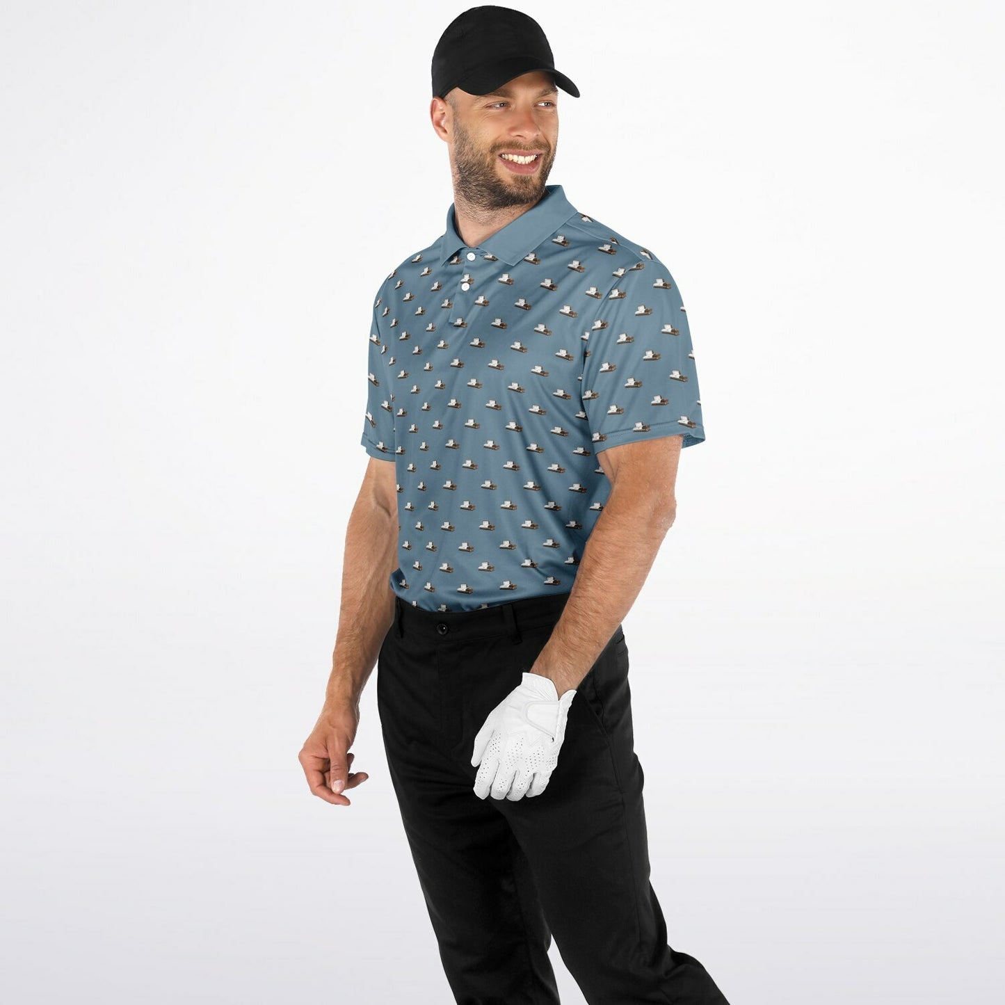 Coffee Casket on Steel Blue - Golf Polo Shirt