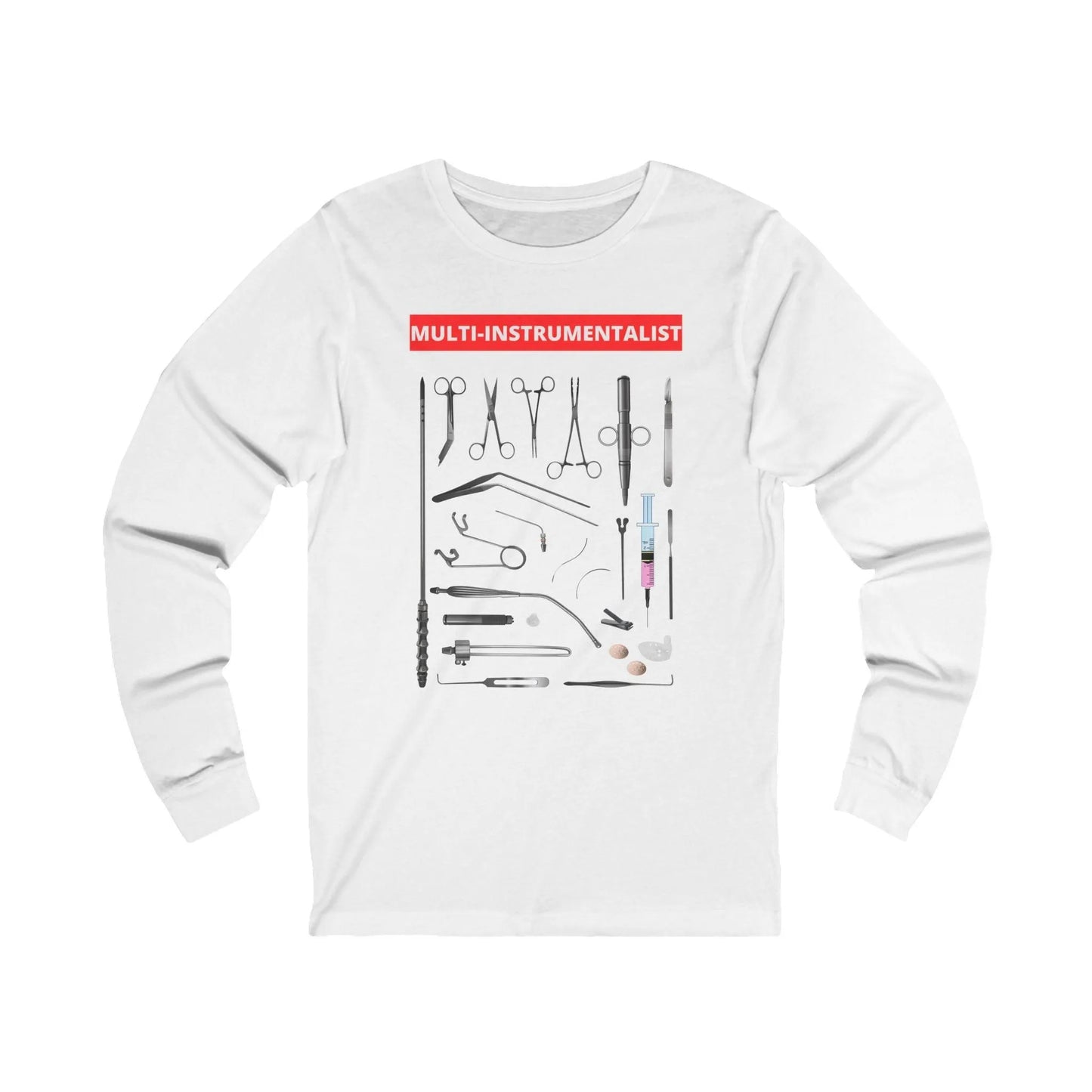 Multi-Instrumentalist Long Sleeve Tee - Crew neck, DTG, embalmer, funeral director, Long Sleeves, Men's Clothing, mortician, Regular fit, Seasonal Picks, Unisex, Women's Clothing Long-sleeve