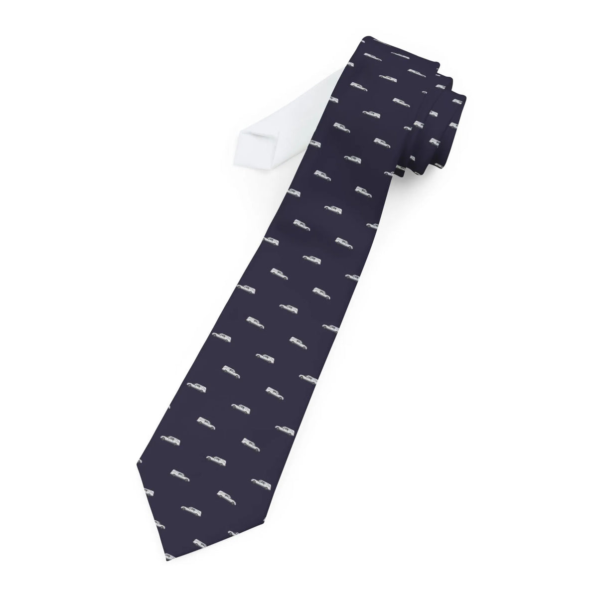 White Hearse on Dark Grey Purple - Necktie - Accessories,cadillac,coach,funeral,funeral director,hearse,mortician,Other Accessories