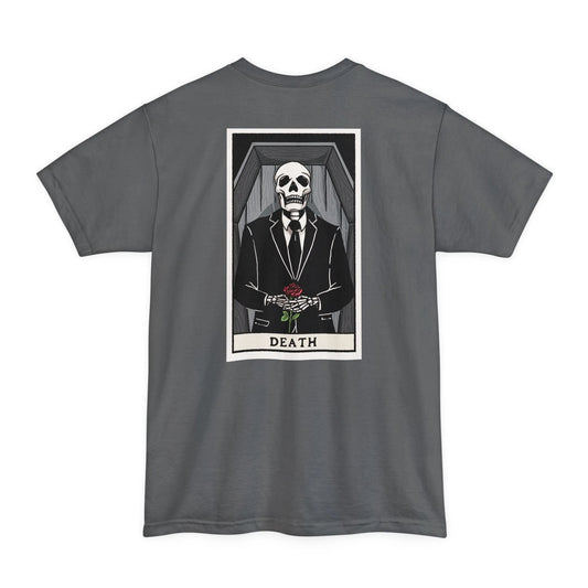 BIG & TALL "Death" Tarot Card - Tee - coffin,embalmer,funeral director,Long body,mortician,skeleton,skull,Tall,tarot T-Shirt