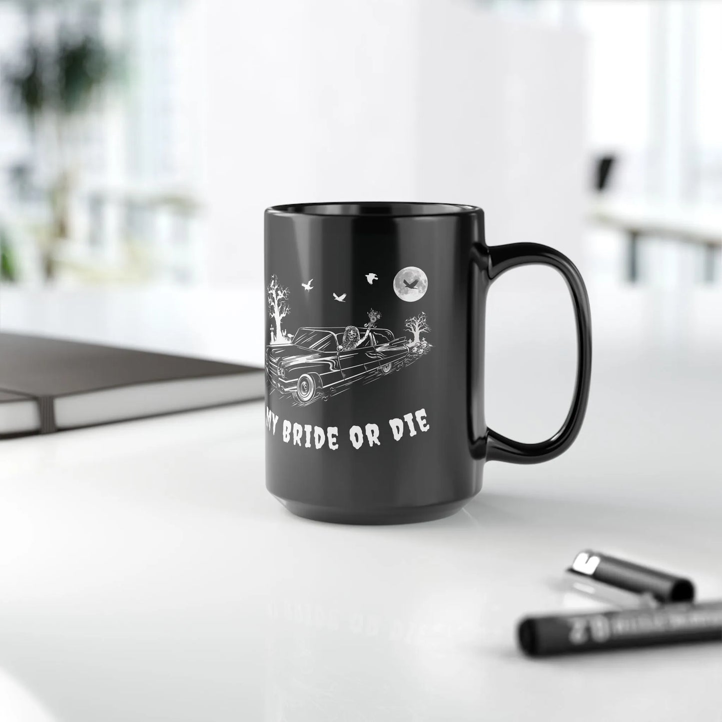 Bride or Die - 15oz Coffee Mug - coach,embalmer,funeral,funeral director,funny,goth,hearse,humor,meme,morbid,mortician,mortuary science,skeleton,skull Mug