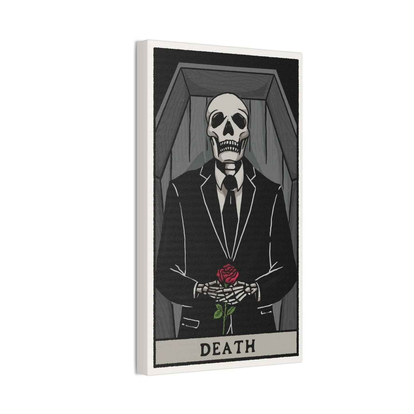 "Death" Tarot Card Canvas Art | Dark Humor Wall Decor | Unique Gothic Home Accent - Alternative Artwork,Dark Humor Print,Death Themed Gift,Eerie Art Piece,Funny Home Decor,Gothic Wall Art,Grim Reaper Art,Halloween Wall Art,Macabre Design,Mortician Decor,Spooky Living Room,Unique Canvas Art,Unusual Wall Decor Canvas
