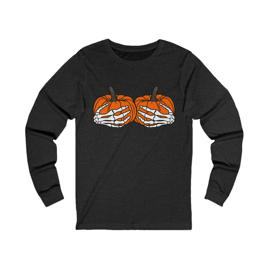 Punkin' Tits - Long Sleeve Tee - funeral director,goth,halloween,mortician,pumpkins Long-sleeve