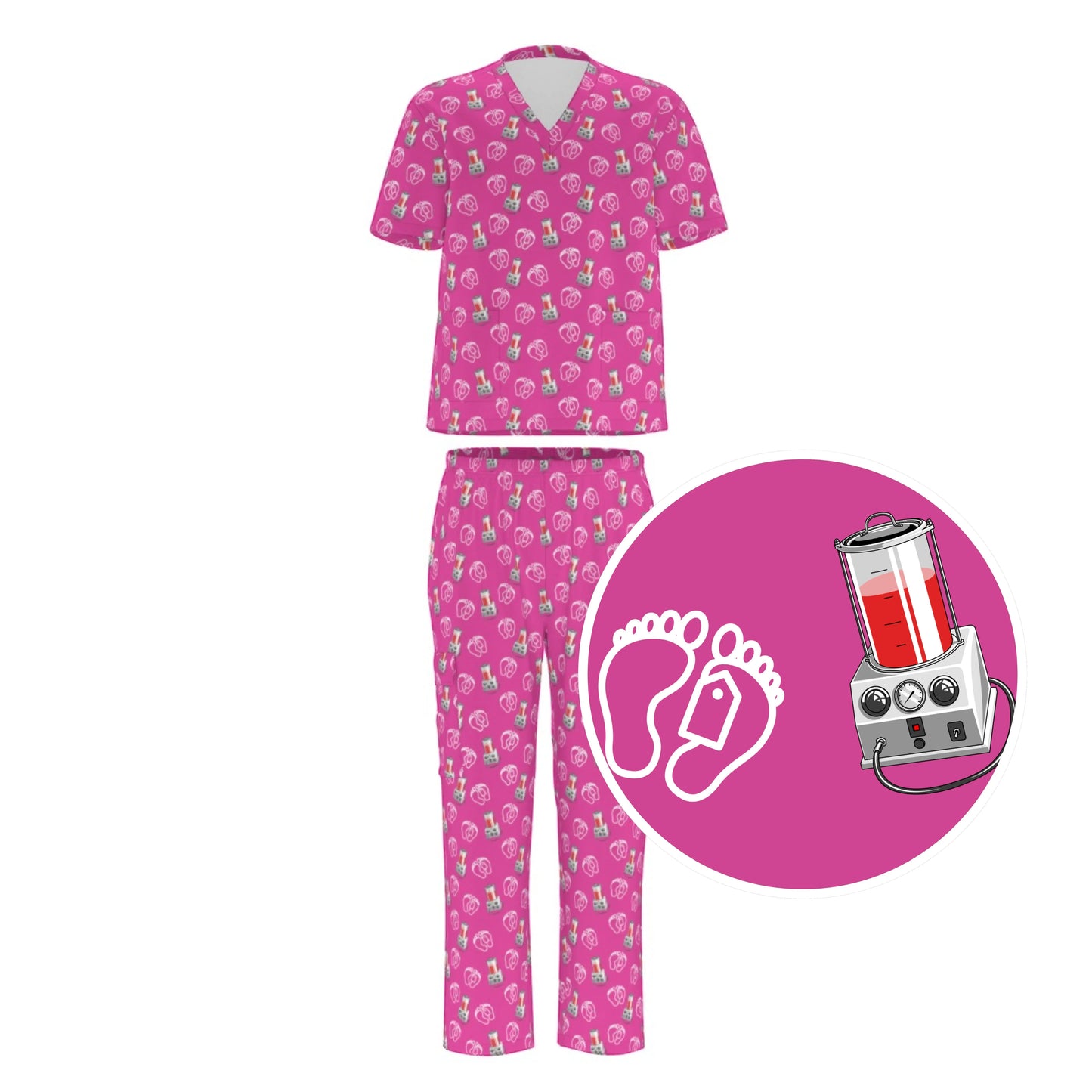Porti-Girl Embalming Scrubs - Barbie Pink - embalmer,embalming machine,formaldehyde,funeral director,mortician,mortuary science scrubs