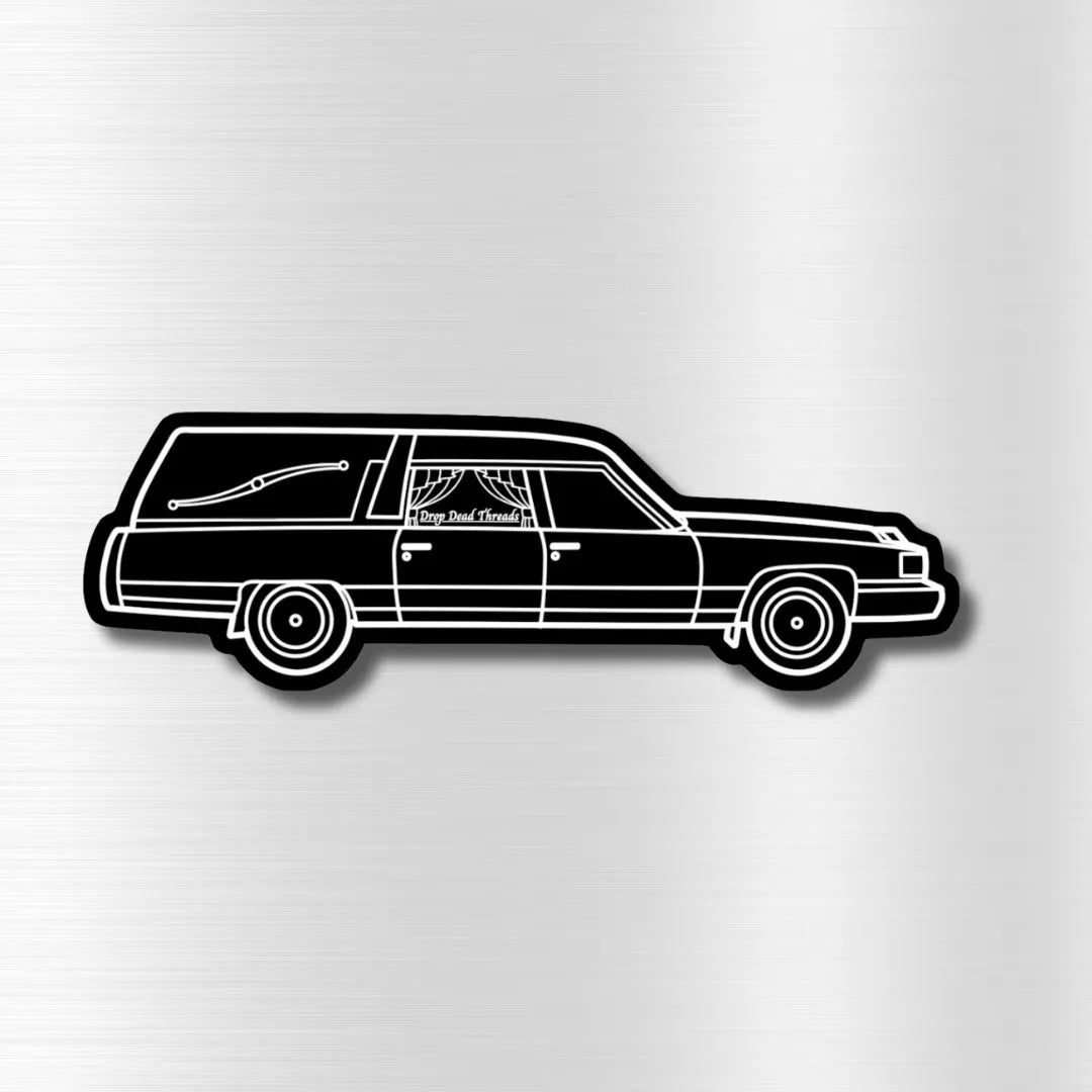 '91 Iconic Hearse Black - Vinyl Sticker - coach,embalmer,Funeral,funeral director,Hearse,mortician sticker
