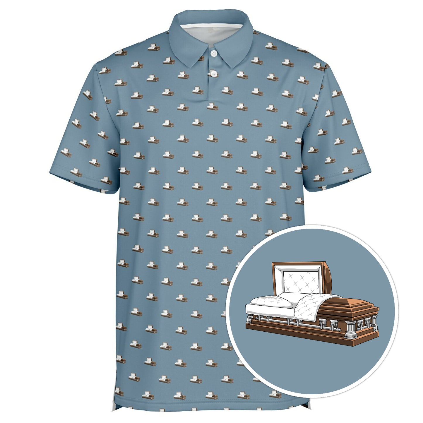 Coffee Casket on Steel Blue - Golf Polo Shirt