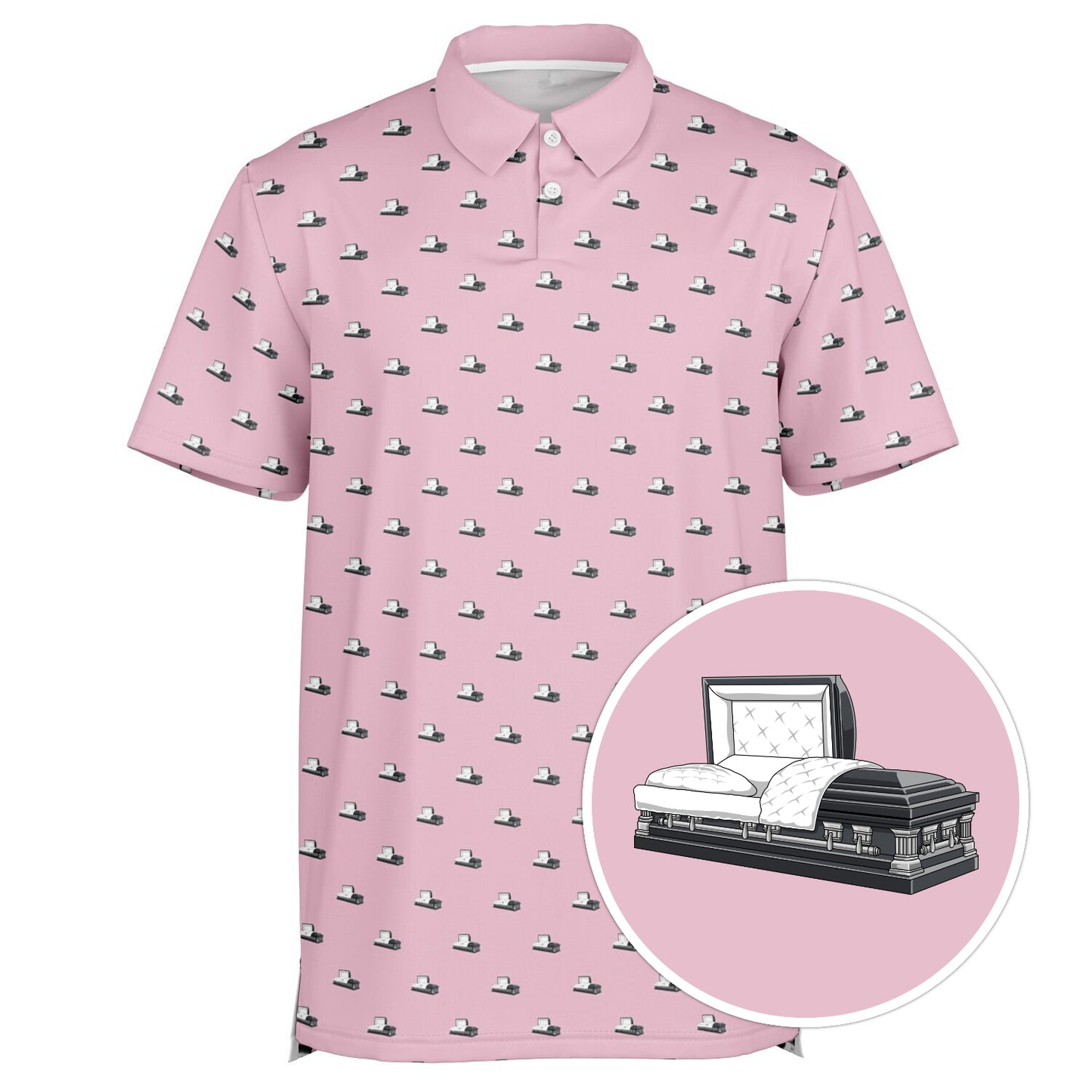 Dark Grey Casket on Cameo Pink - Golf Polo Shirt