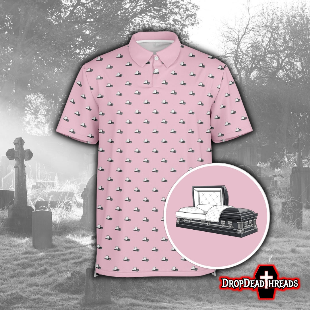 Dark Grey Casket on Cameo Pink - Golf Polo Shirt