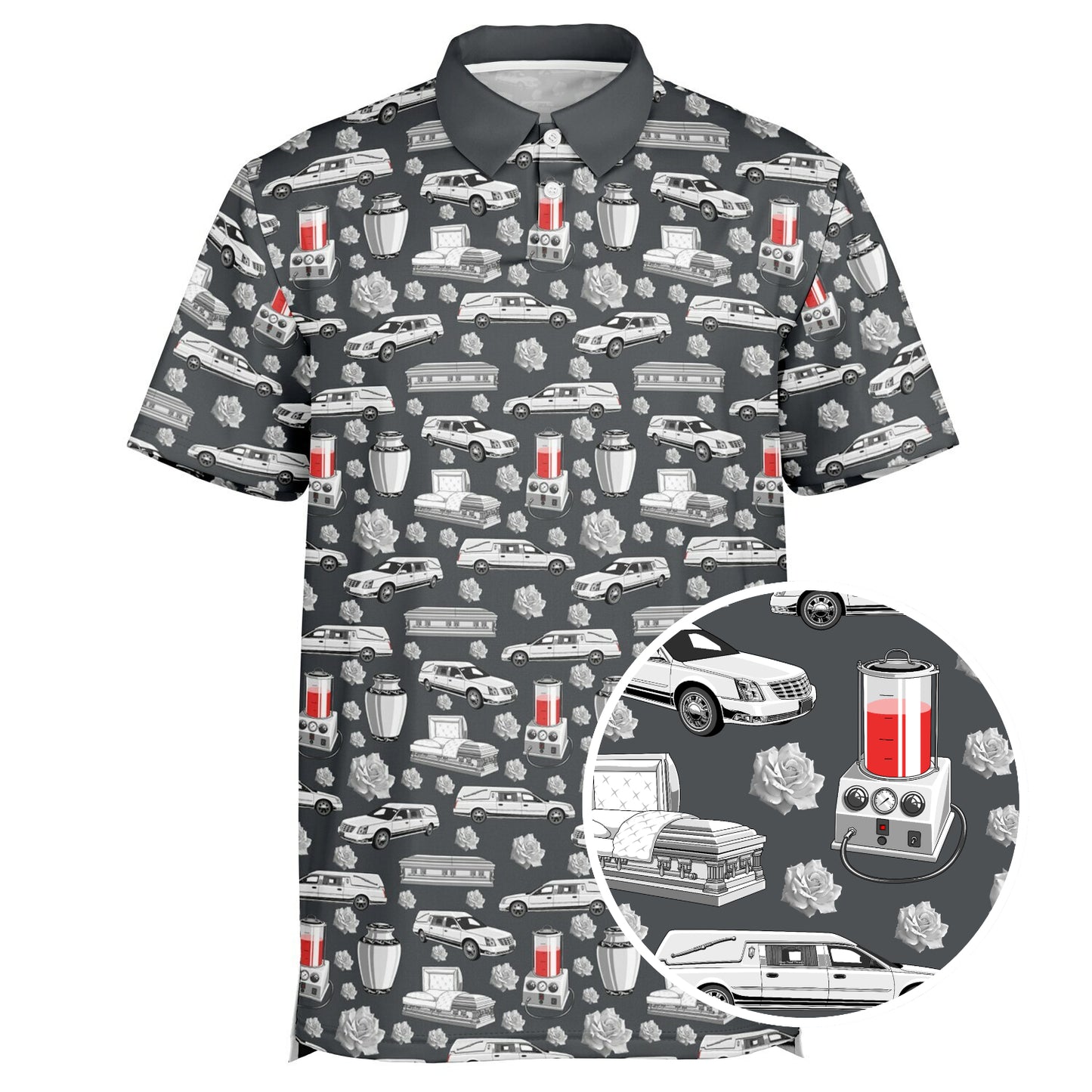 FUNeral Whiteout on Steel Grey - Golf Polo Shirt