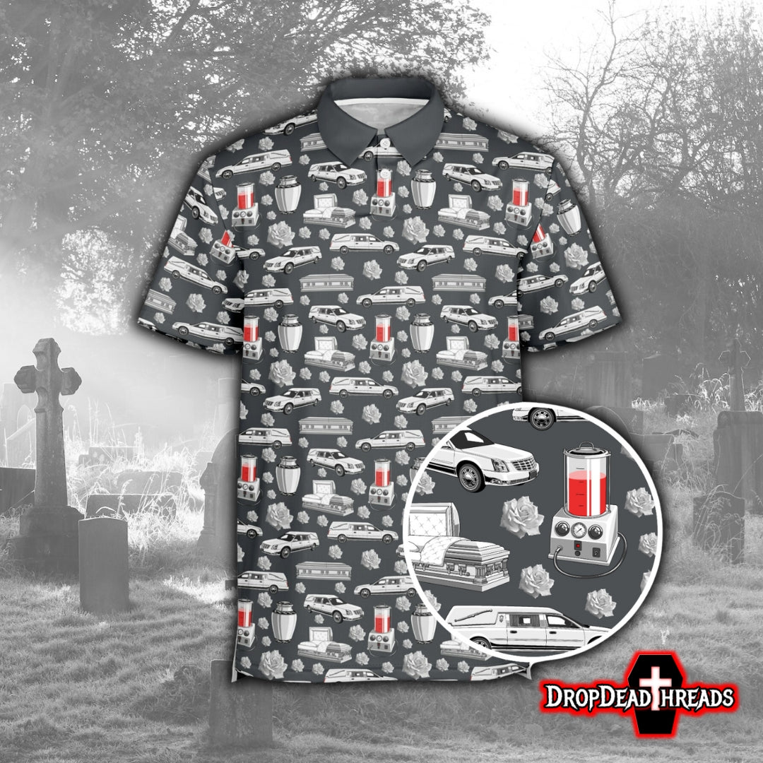 FUNeral Whiteout on Steel Grey - Golf Polo Shirt