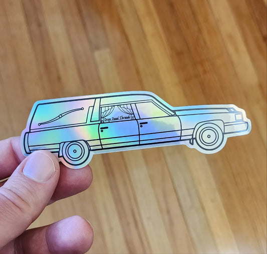 '91 Iconic Hearse Holographic - Vinyl Sticker - coach,embalmer,Funeral,funeral director,Hearse,mortician sticker