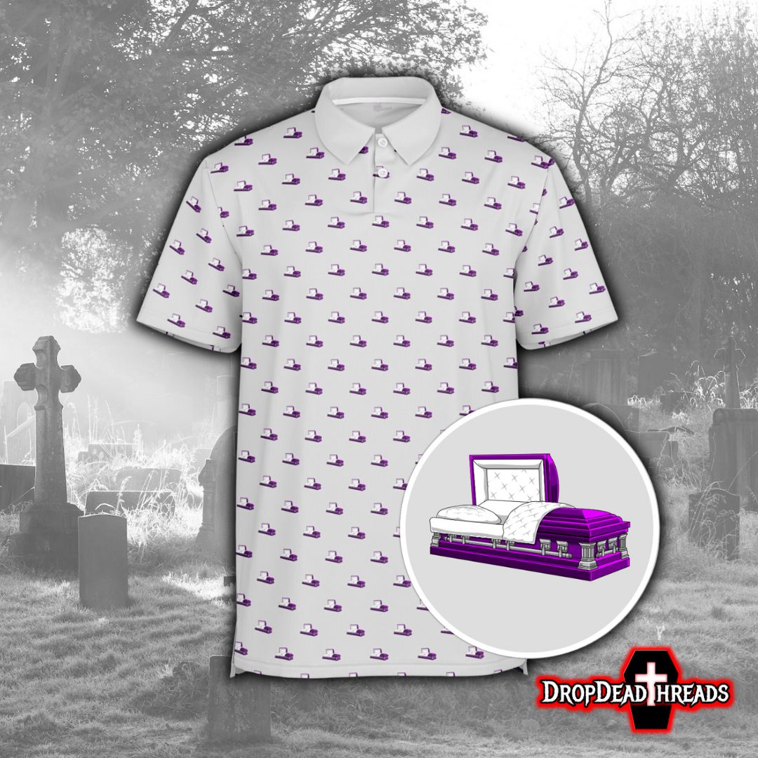 Purple Hearse on Dusty Grey - Golf Polo Shirt