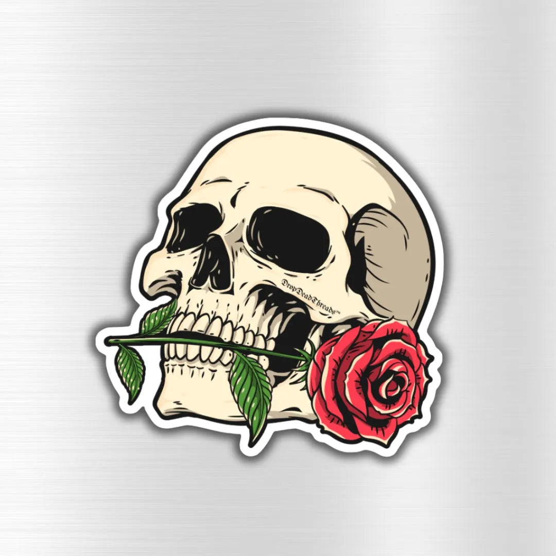 Skull & Rose - Vinyl Sticker - Casket,Coffin,embalmer,funeral director,funeral flowers,mortician,rose,roses sticker