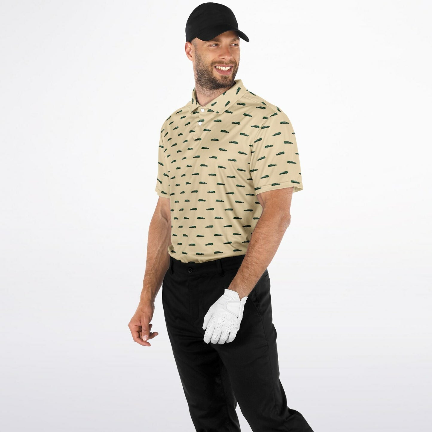 Hunter Green Hearse on Wheat - Golf Polo Shirt