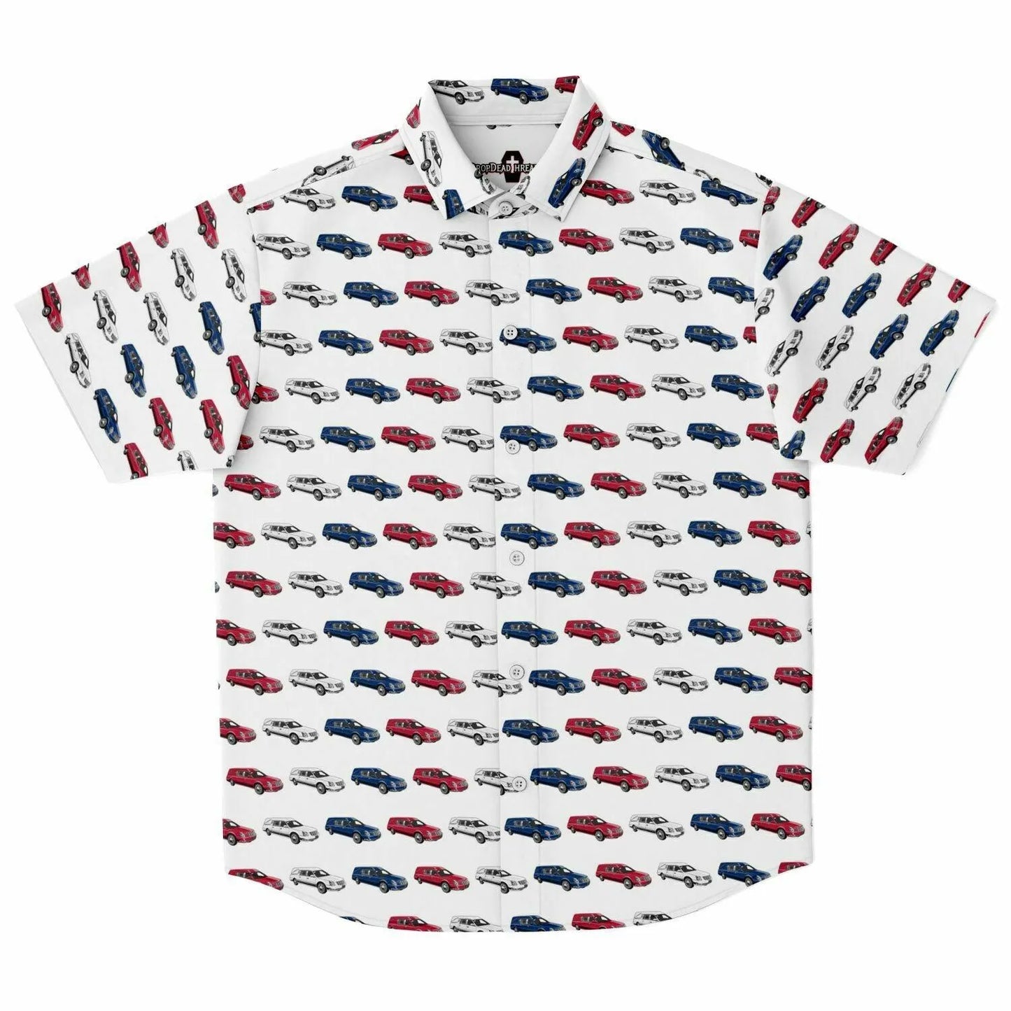 American Hearse Driver - Button Up Tee - america, americana, funeral coach, funeral director, Hearse, mortician, Patriotic, USA Short Sleeve Button Down Shirt