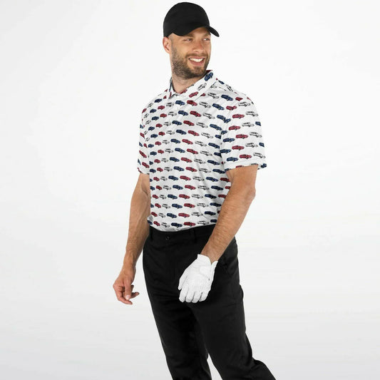 American Hearse Driver - Golf Polo Shirt - america, americana, funeral coach, funeral director, Hearse, mortician, Patriotic Polo Shirt