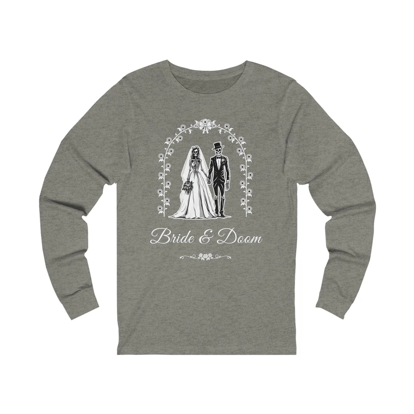 Bride & Doom - Long Sleeve Tee - daisies, embalmer, funeral director, goth, mortician, skeleton, skulls, wedding Long-sleeve