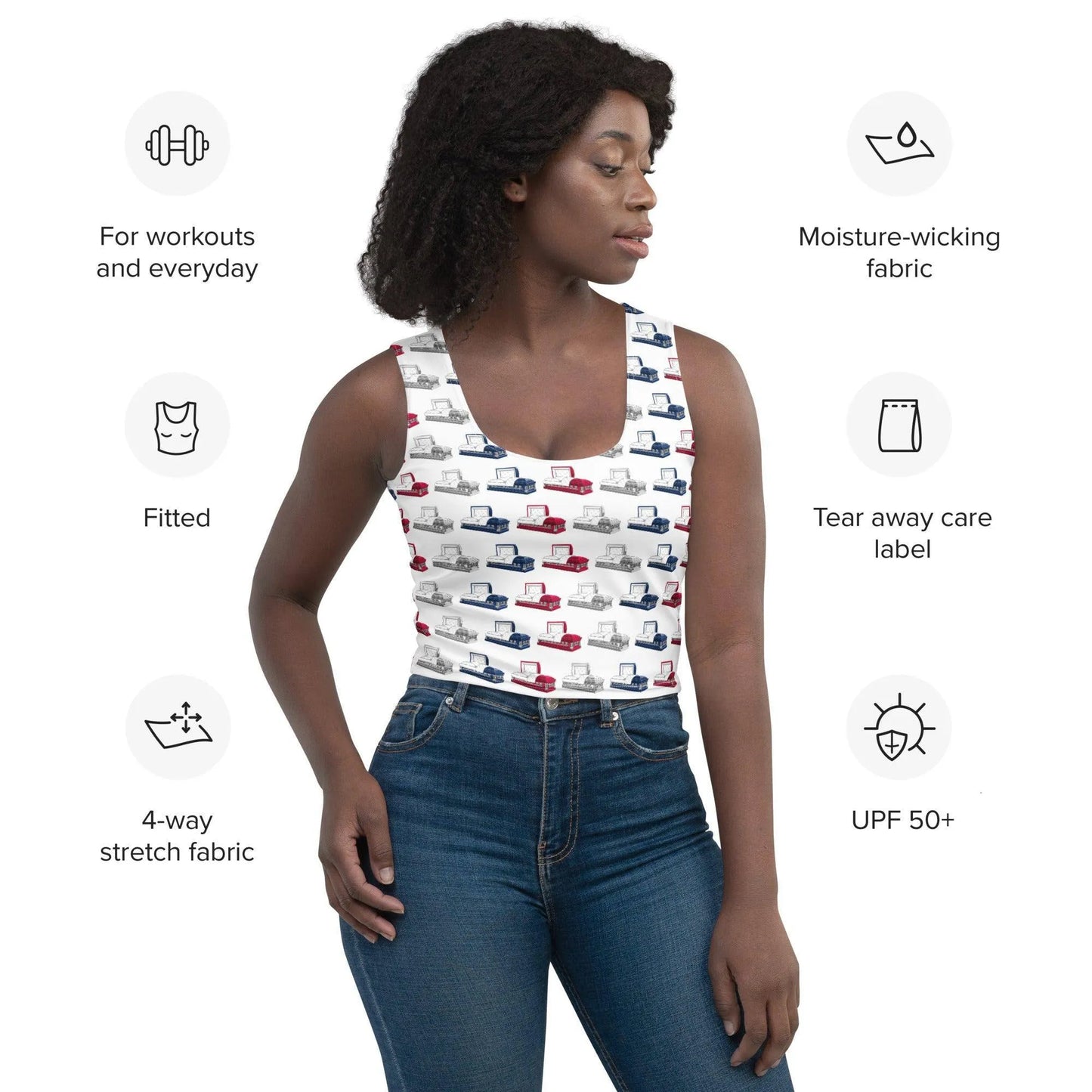Crop Top - American Casketeer - casket, coffin, death, funeral
