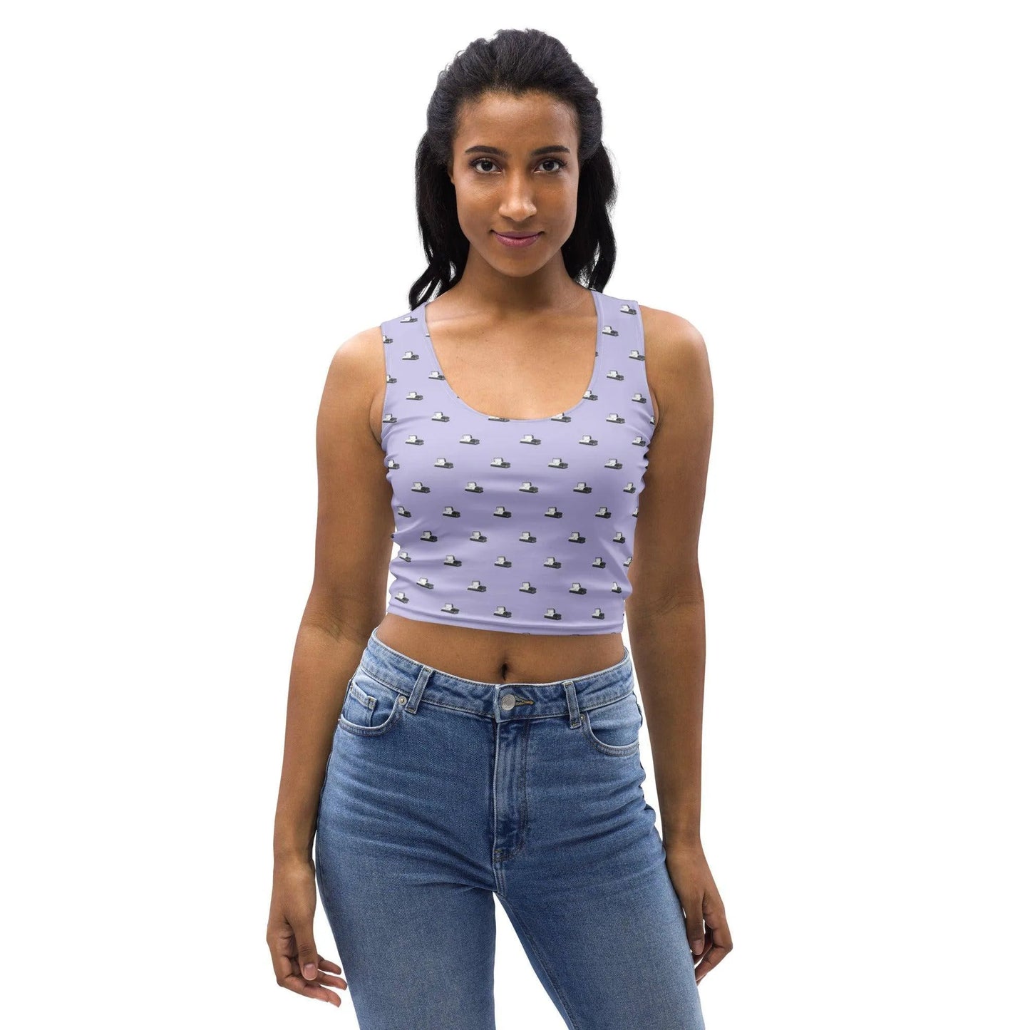 Crop Top - Dark Grey Casket on Light Purple - casket, coffin, death, funeral, goth