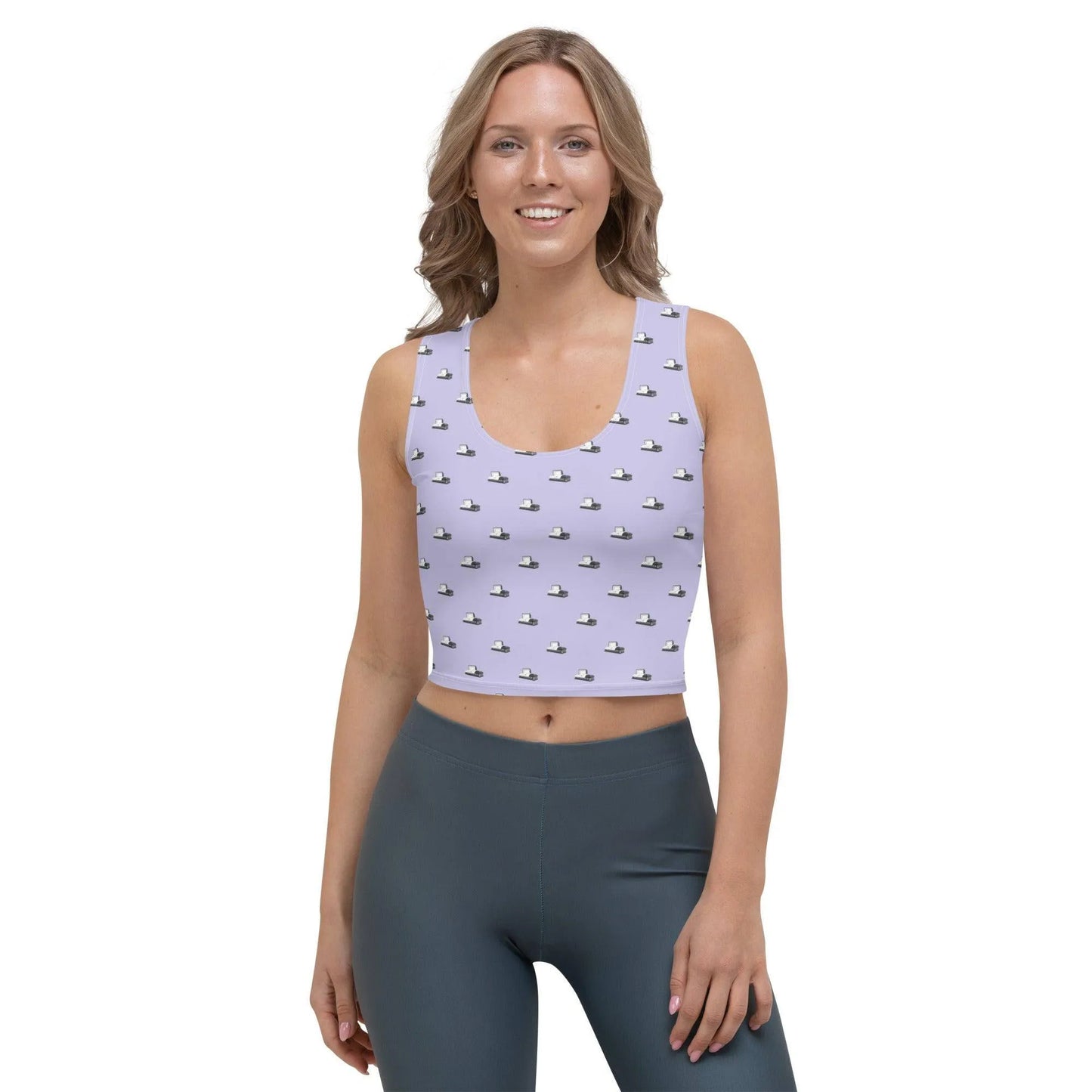 Crop Top - Dark Grey Casket on Light Purple - casket, coffin, death, funeral, goth