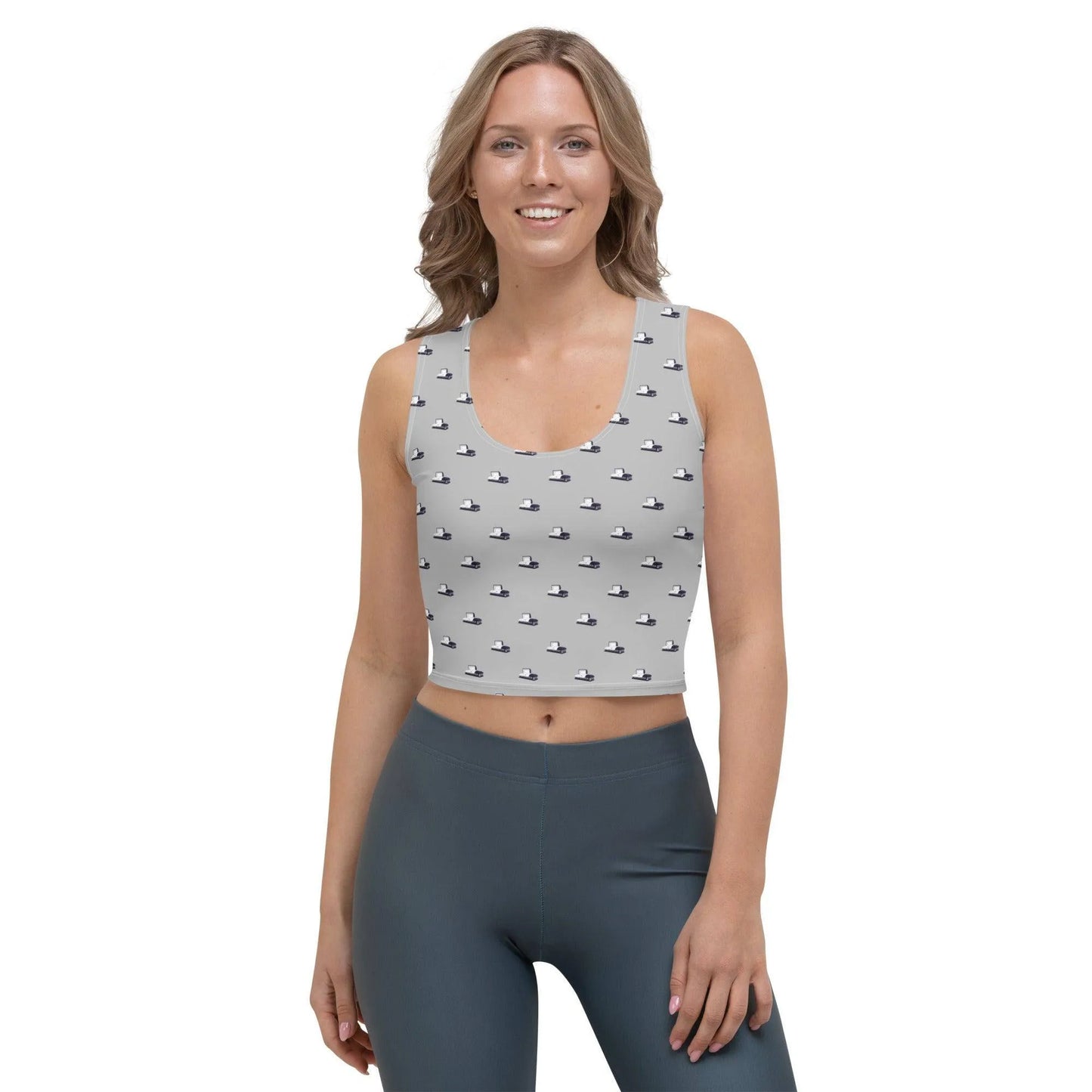 Crop Top - Dark Purple Casket on Grey - casket, coffin, death, funeral