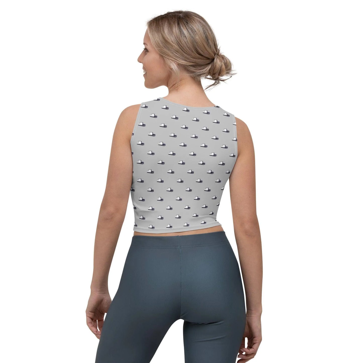Crop Top - Dark Purple Casket on Grey - casket, coffin, death, funeral