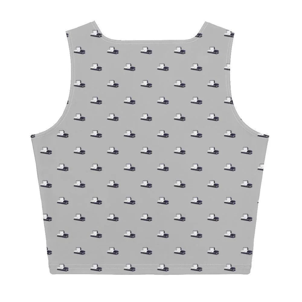 Crop Top - Dark Purple Casket on Grey - casket, coffin, death, funeral