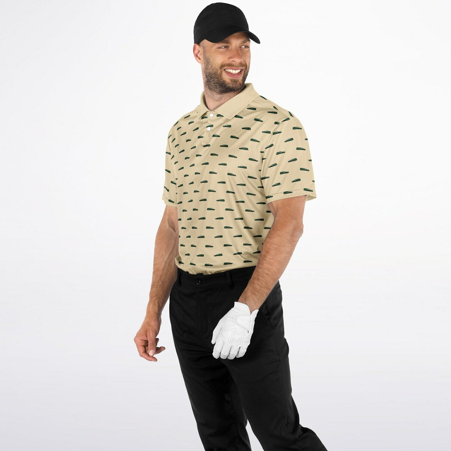 Hunter Green Hearse on Wheat - Golf Polo Shirt