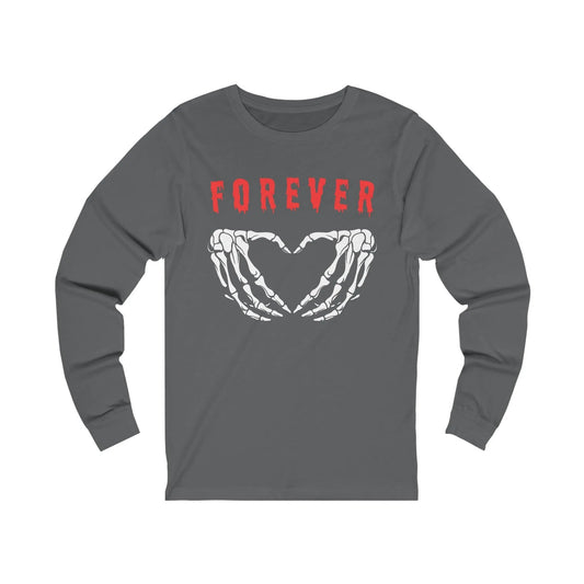 Forever Love - Long Sleeve Tee - embalmer, funeral director, goth, hearts, mortician, romance, skeleton, skulls, wedding Long-sleeve