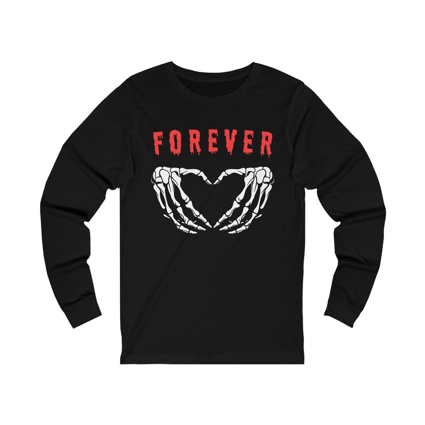 Forever Love - Long Sleeve Tee - embalmer, funeral director, goth, hearts, mortician, romance, skeleton, skulls, wedding Long-sleeve