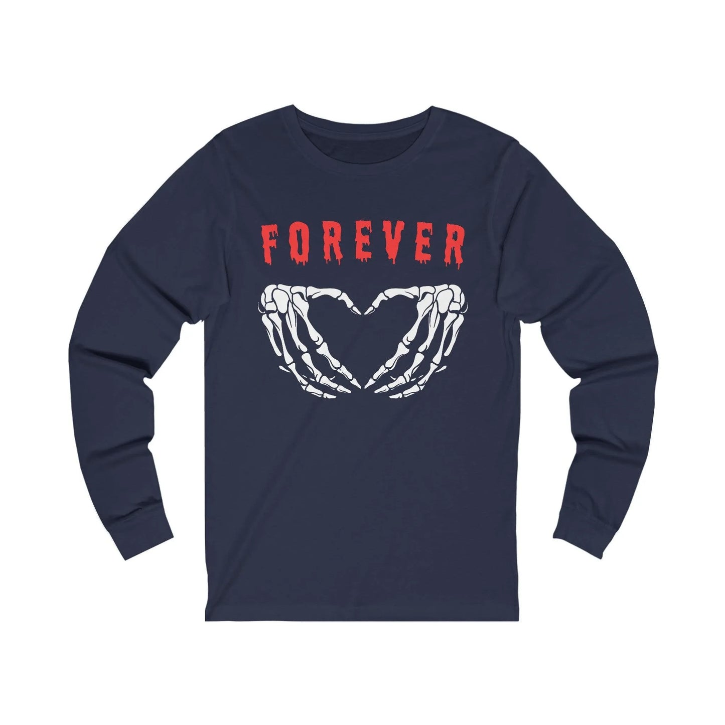 Forever Love - Long Sleeve Tee - embalmer, funeral director, goth, hearts, mortician, romance, skeleton, skulls, wedding Long-sleeve