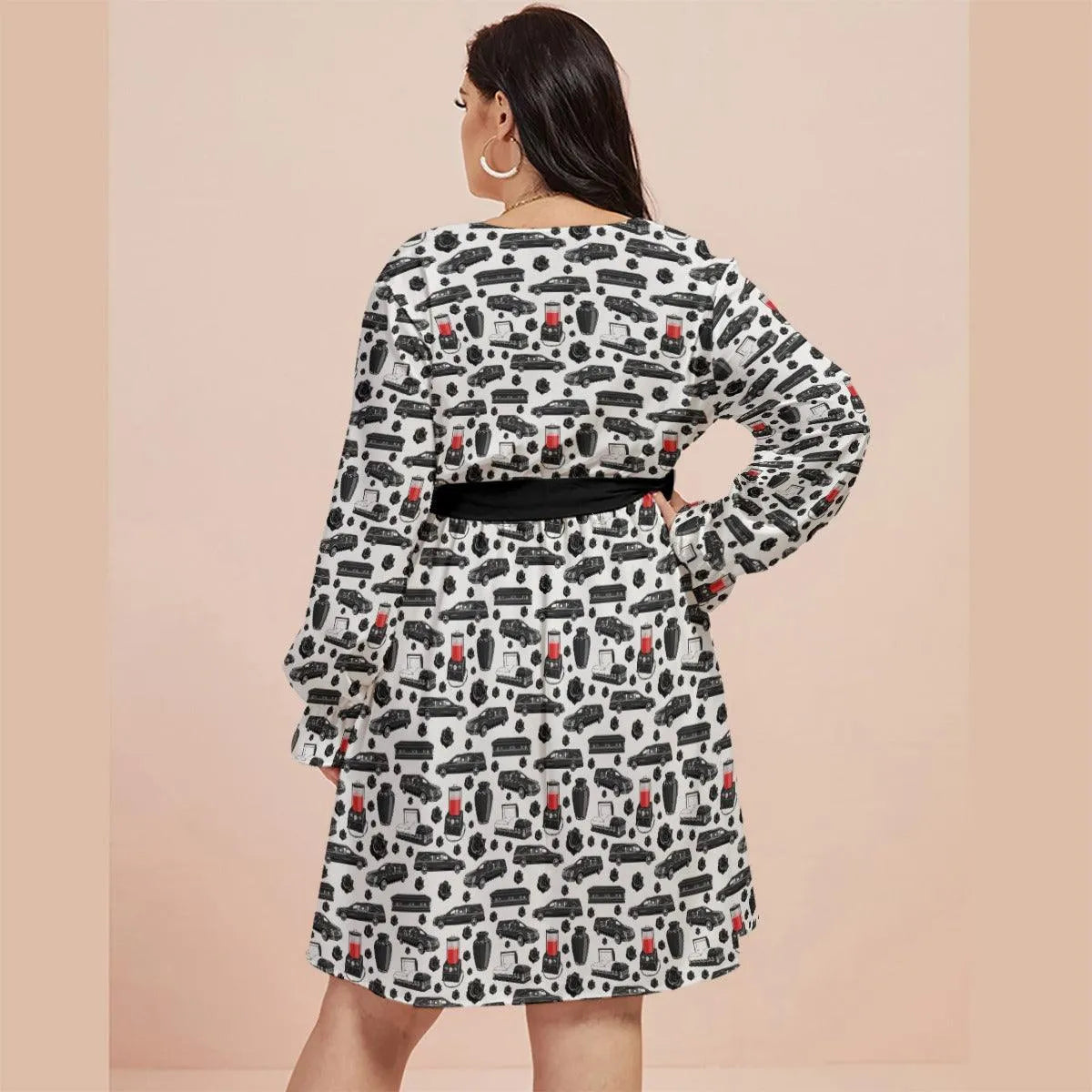 FUNeral Blackout - V Neck belted short dress -