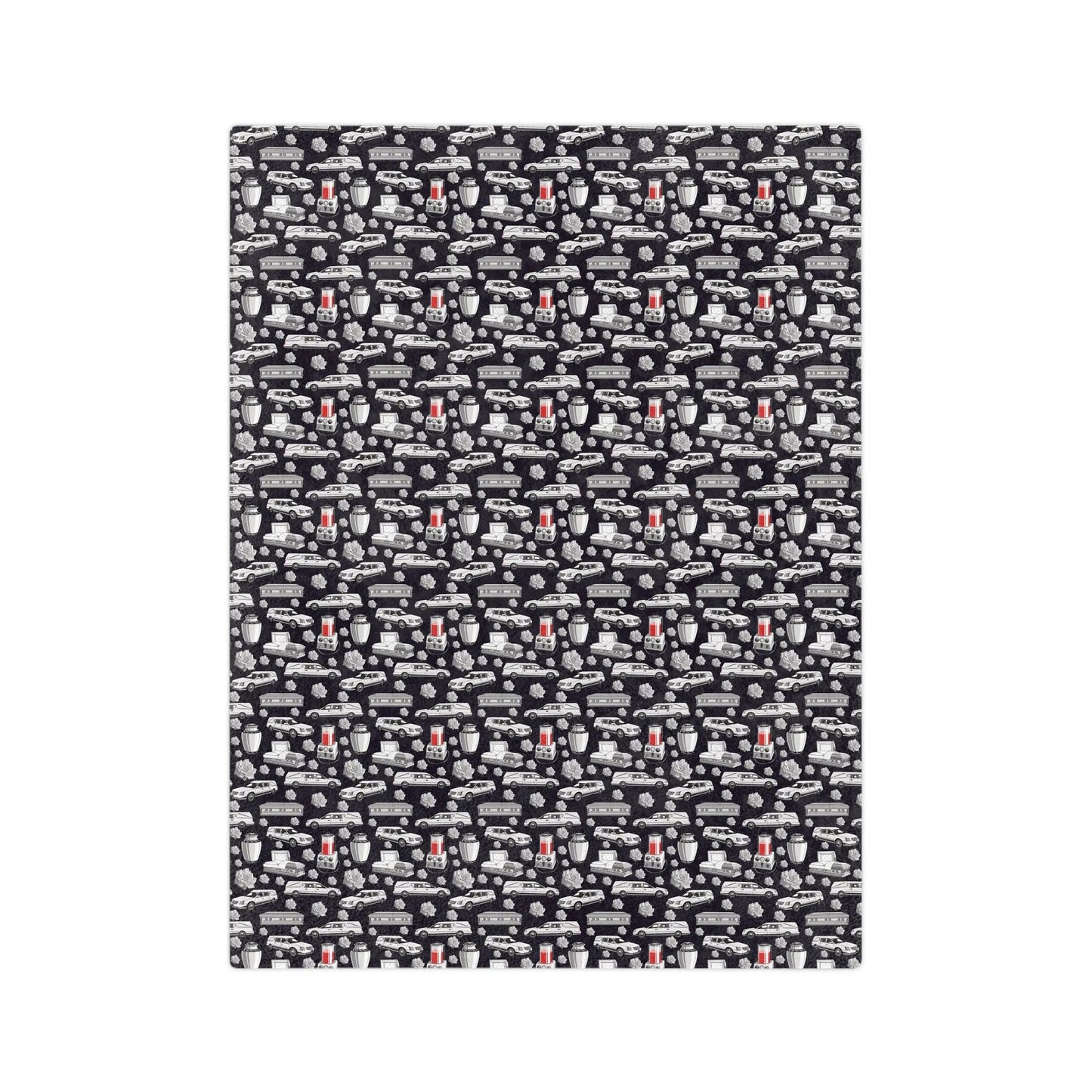 FUNeral Whiteout on Dead Purple - Velveteen Minky Blanket - Bed, Bedding, Blankets, casket, coffin, funeral director, Halloween, hearse, Home & Living, Indoor, mortician, mortuary science, Polyester, Rest, Sleep, Sublimation, urn Home Decor