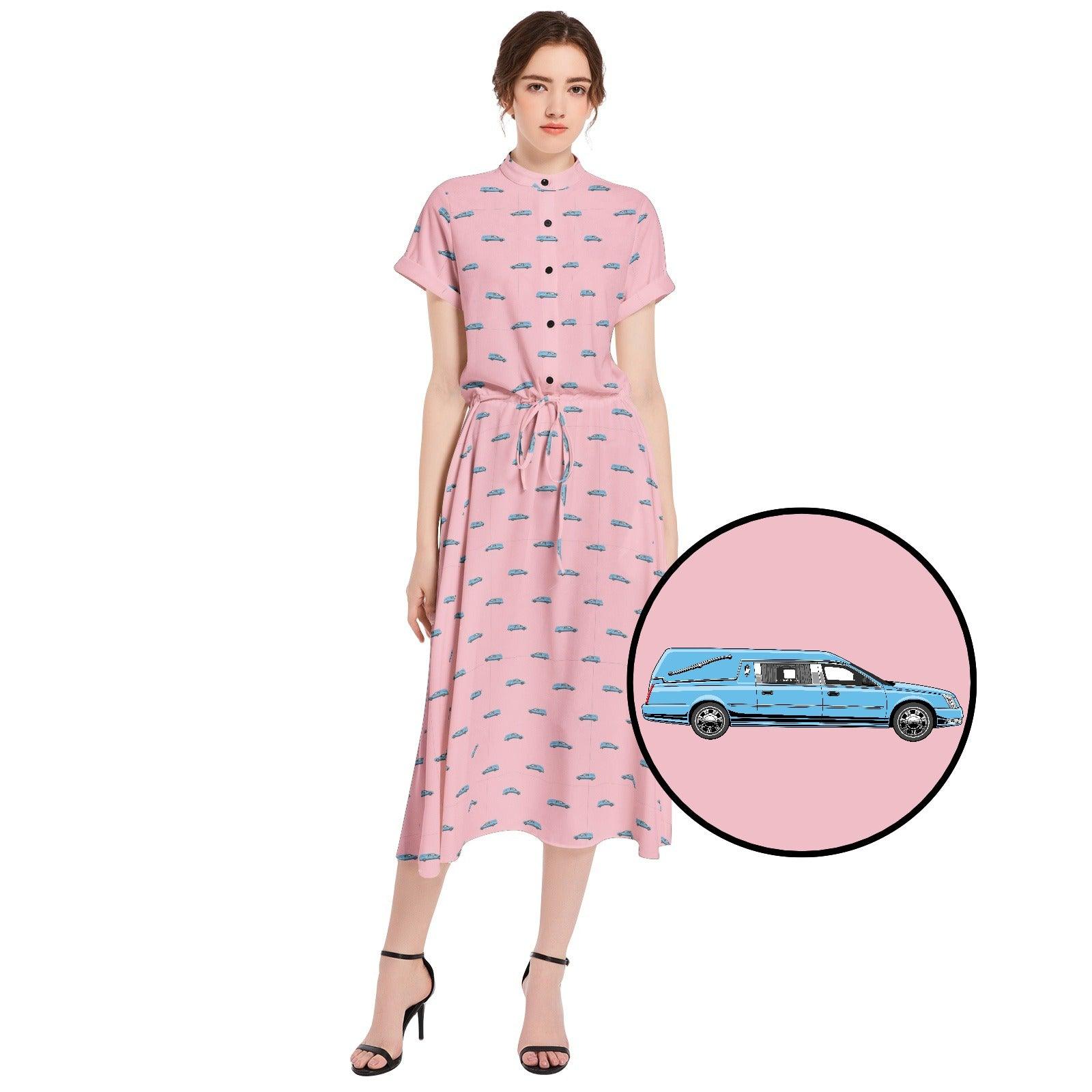 Light Blue Hearse on Pink