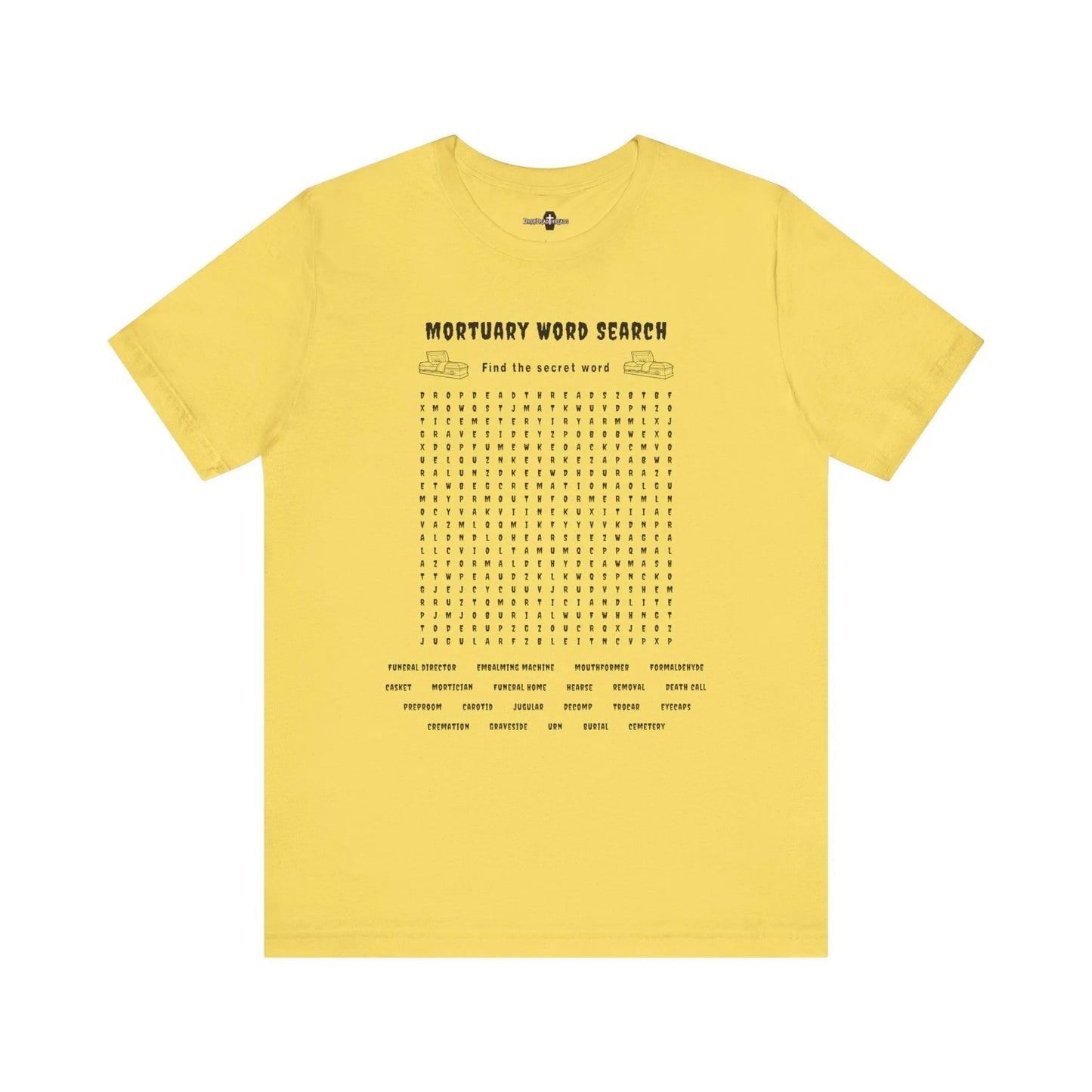 Mortuary Word Search Puzzle - Tee - college, embalmer, funeral director, mortician, mortuary school, puzzle, science T-Shirt