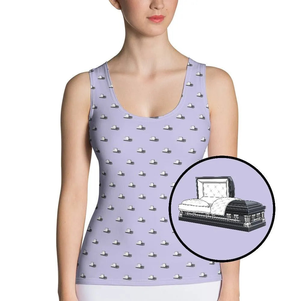 Tank Top - Dark Grey Casket on Light Purple - casket, coffin, death, funeral, goth