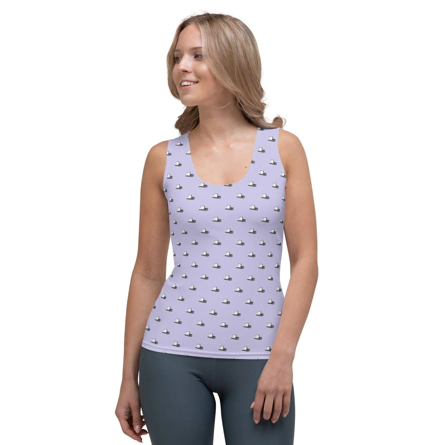 Tank Top - Dark Grey Casket on Light Purple - casket, coffin, death, funeral, goth