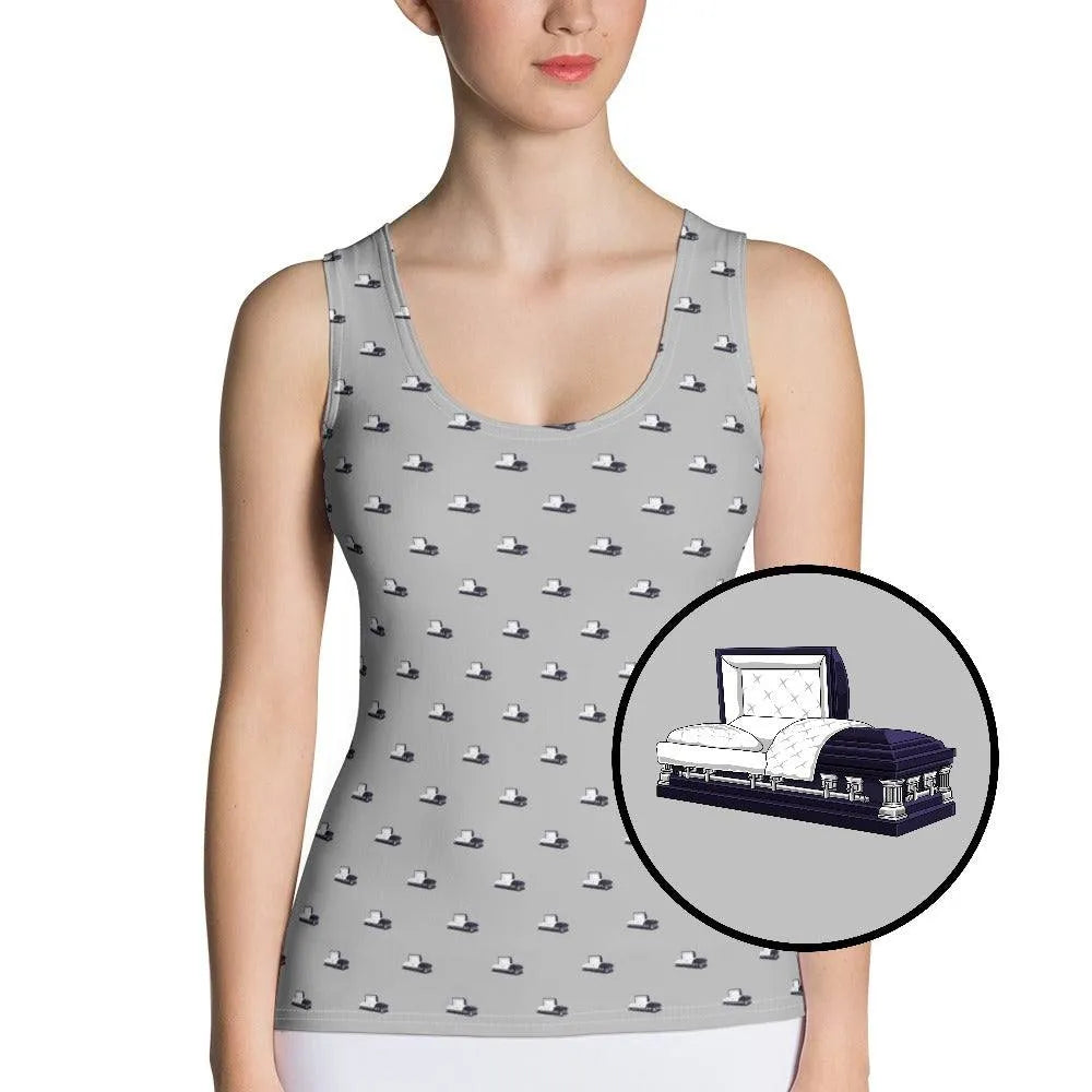 Tank Top - Dark Purple Casket on Grey - casket, coffin, death, funeral, goth