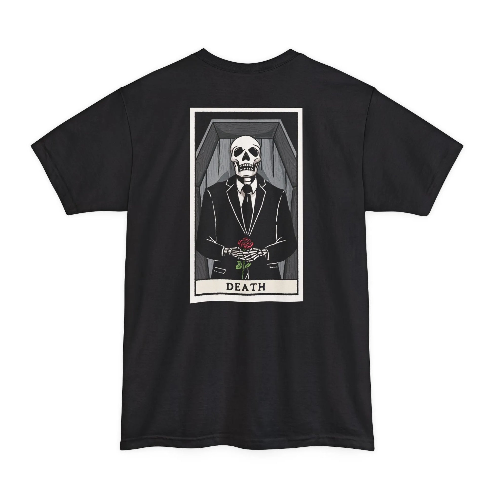 BIG & TALL "Death" Tarot Card - Tee - coffin,embalmer,funeral director,Long body,mortician,skeleton,skull,Tall,tarot T-Shirt