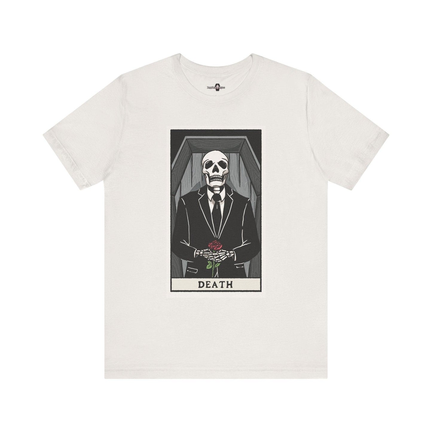 Death Tarot Card - Tee - casket, cemetery, coffin, embalmer, embalming, funeral director, goth, Mortician, mortuary science, rose, tarot card T-Shirt